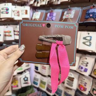 12.3韩国pom新款2025儿童彩色蝴蝶结丝带边夹发夹