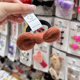 2.9韩国代购 pikaboo儿童发饰彩色毛线针织蝴蝶结发圈发绳