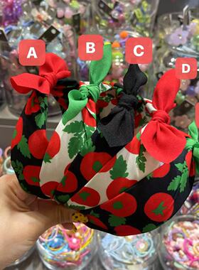 韩国bebeprince儿童发饰水果番茄宽边蝴蝶结发箍