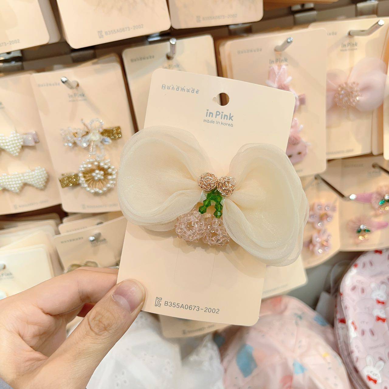 15直播韩国inpink儿童甜美网纱蝴蝶结水钻樱桃爱心花朵发夹女孩