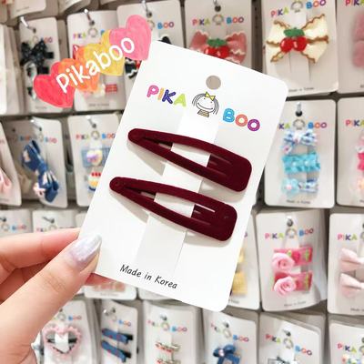 韩国东大门pikaboo儿童新款秋冬丝绒植绒掰掰夹简约哑光边夹bb夹