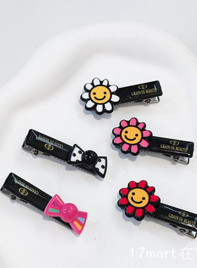 韩国AZ儿童发饰新款女宝蝴蝶结压齿鸭嘴夹小发卡可爱太阳花刘海夹