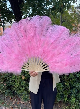 包邮半径60cm大号鸵鸟羽毛扇子肚皮舞蹈酒吧表演道具羽毛绒大扇子