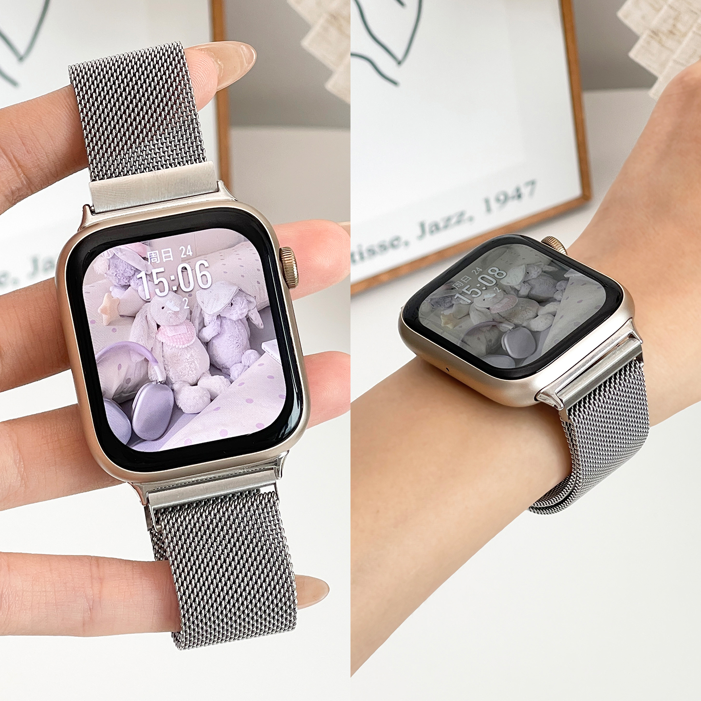 适用荣耀手表4/5表带金属米兰尼斯磁吸回环卡扣精钢腕带智能运动TSL-L19/TMA-L19男女生潮流时尚替换链配件