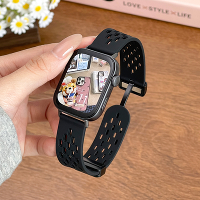 适用华为WATCH Fit3/FIT4pro表带软硅胶亲肤折叠磁吸扣洞洞运动透气款手表链华为手表FIT3雅致款替换带个性