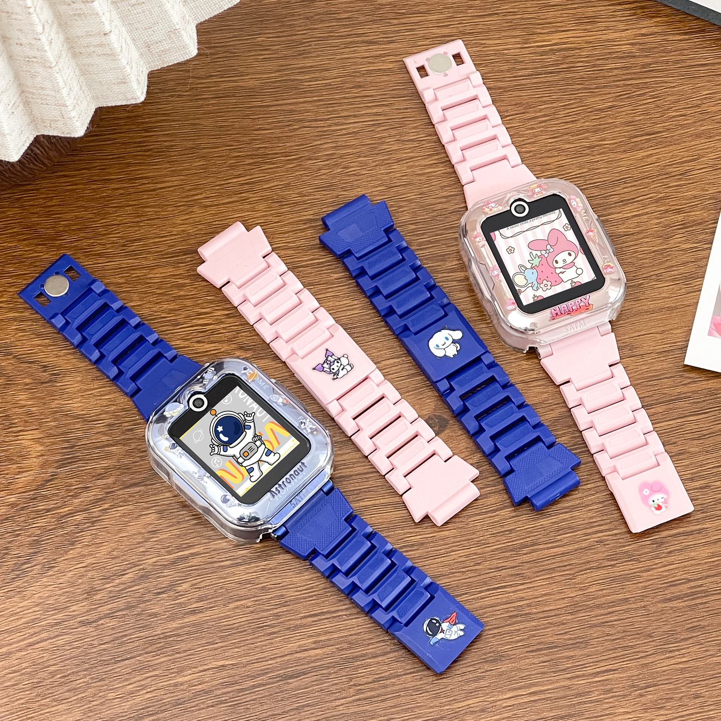 适用华为儿童手表4pro表带卡通可爱磁吸闪扣加长手表链华为电话手表ASN-AL10碳纤维手表链配件