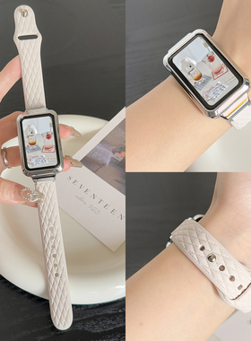 适用于OPPO Watch free表带新款硅胶皮纹单钉反扣替换带OPPO Band2/NFC版女生时尚高颜值ins风表链配件