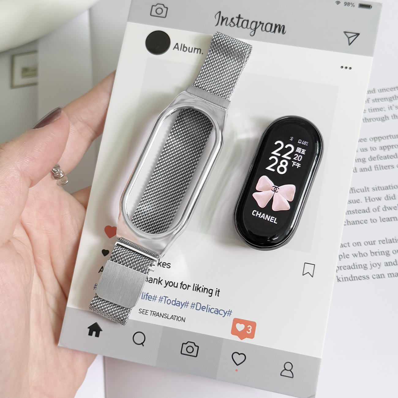 适用小米手环9/10陶瓷版表带8/7新款米兰回环磁吸扣替换腕带智能运动band6/5/4/3NFC版表链男女时尚个性配件