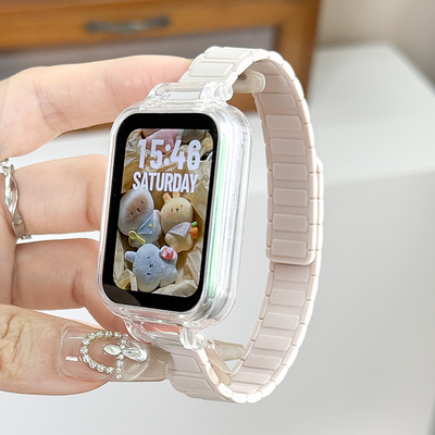 适用于小米手环9pro表带band8pro亲肤软硅胶磁吸替换带智能运动band7pro运动透气腕带男女生高颜值表链配件