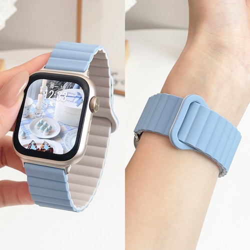 适用于荣耀手表4/5表带软硅胶锁环磁吸替换带HONOR智能运动watch4/5腕带TSL-L19/TMA-L19男女舒适表链配件