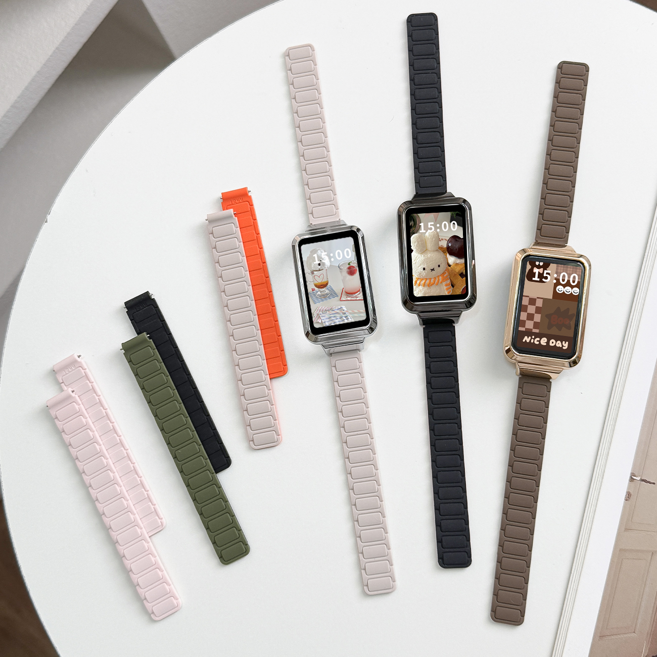 适用于OPPO Band2表带亲肤软硅胶磁吸替换带oppo智能运动手环2代NFC版男女生潮流高颜值金属框腕带链配件