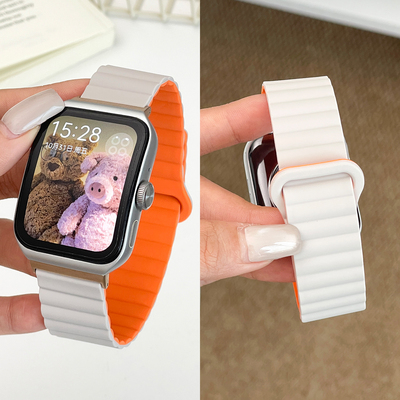 适用OPPOwatch手表3pro硅胶磁吸腕带watchX/X2/S非原装替换腕带配件SE/3代磁吸腕带2代46mm/42mm/1代46mm