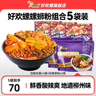 好欢螺螺蛳粉经典 螺丝粉夜宵米粉 原味加辣加臭带渣辣油5袋组合装
