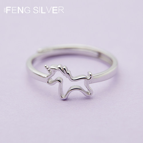 烽之银女款925纯银独角兽戒指