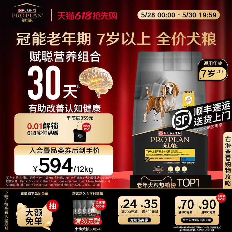 冠能赋聪老年犬粮12kg 529元 - 线报酷
