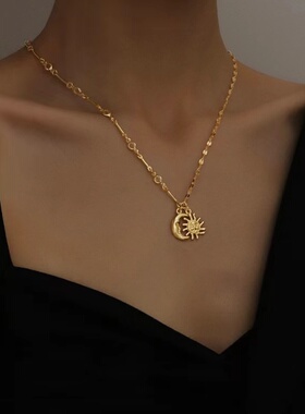 月亮太阳项链ins小众复古