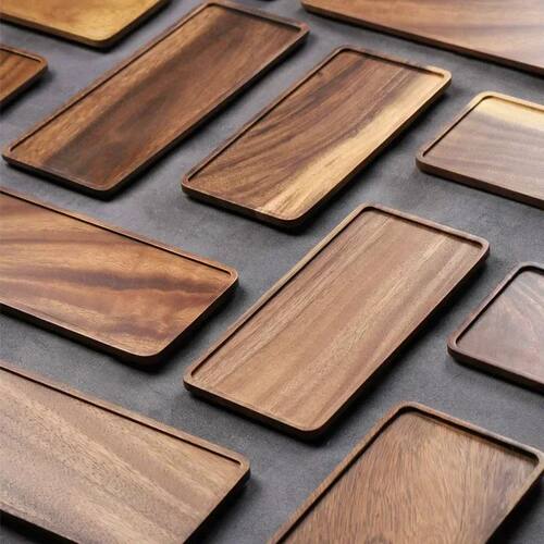 Rectangle Wooden Tea Tray Serving Table Plate Snacks Food St