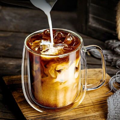 1pc Double Wall Glass Coffee Cup with Handle Insulated Glass