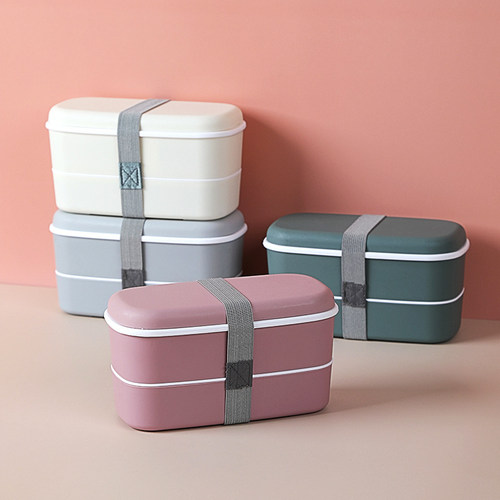2Layer Lunch Box For Kids Portable Outdoor Plastic Bento Box