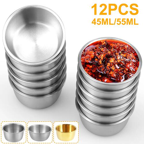 12 Pcs Sauce Dipping Bowl 304 Stainless Steel Dipping Cups R