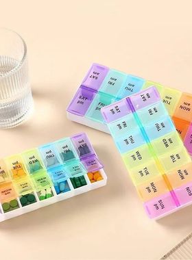 Weekly Pill Case Box Organizer 7 Days 2 Times A Day 14 Grids
