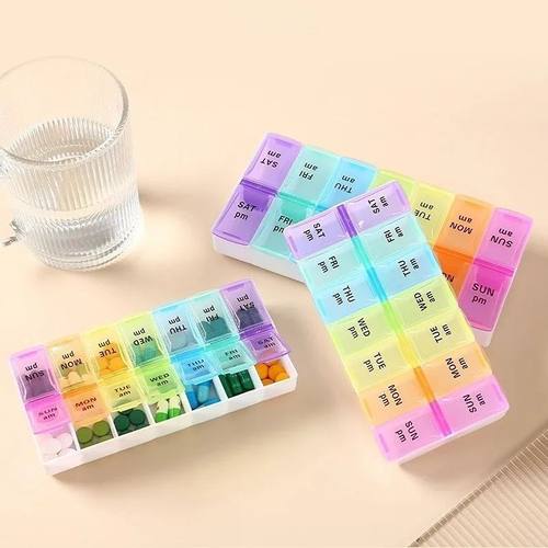 Weekly Pill Case Box Organizer 7 Days 2 Times A Day 14 Grids