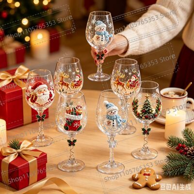 2026 Christmas Snowflake Stemmed Goblet Luxury Art Glassware