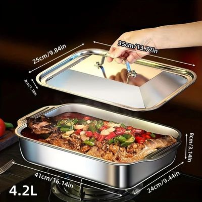 Deep Baking Sheet Stainless Steel Roasting Pan Non-Stick Gri