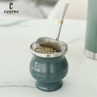 Yerba Mate Gourd Set Includes Double Walled Stainless Steel
