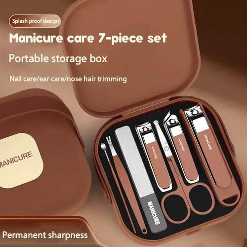 Complete 7 Sets Anti-Splash Protection Tool Nail Clipper Set