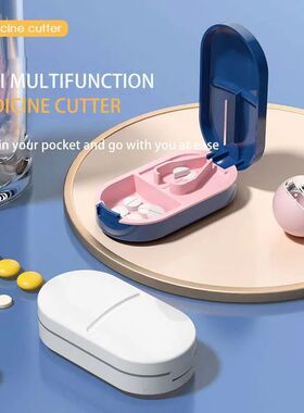 Pill Cutter With Invisible Storage Box Portable 2 In 1 Mini