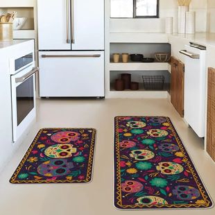 Mexico Day of The Dead Kitchen Mat Home Entrance Doormat Dec