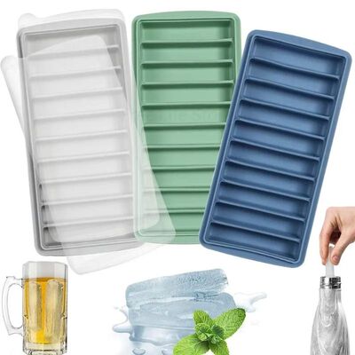 Ice Cube Tray Long Ice Stick Tray Silicone with Lid Rectangu