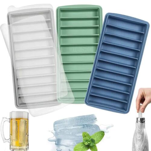 Ice Cube Tray Long Ice Stick Tray Silicone with Lid Rectangu