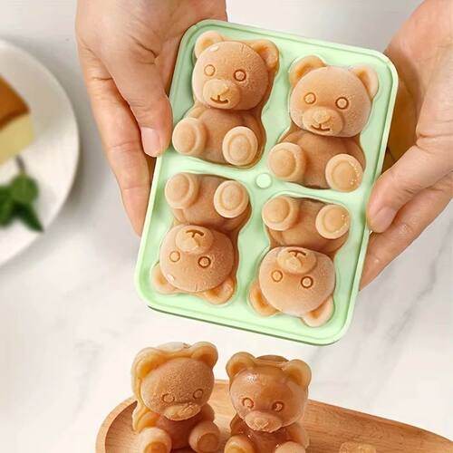 1pc Cute Teddy Bear Ice Cube Tray Flexible Food Grade Silico