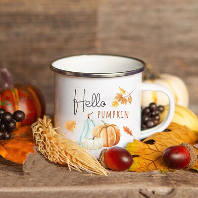 Hello Pumpkin Enamel Mug Halloween Camping Mug Gift For Gran