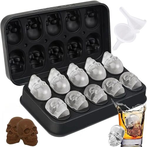 1Pack / 2 Pack 3D Skull Ice Cube Tray 10 Cavity Silicone Mol