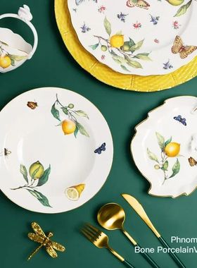 Assiette Questeak en céramique à motif de citron européen