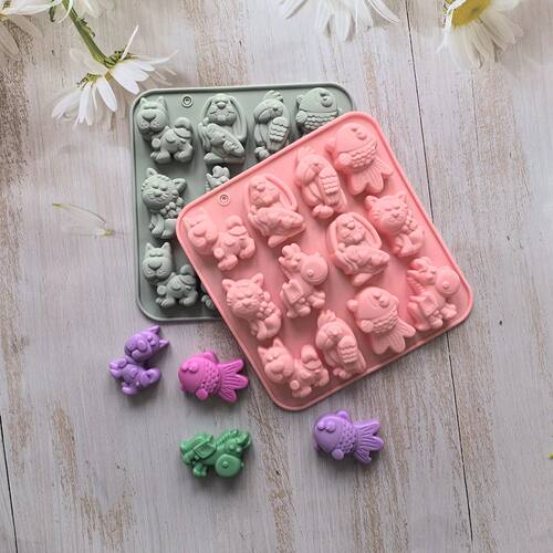 12 cavity 6 kinds cartoon animal shaped chocolate silicone m
