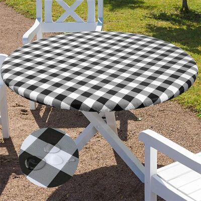 Olanly Round Table Cover Fitted Vinyl Tablecloth Elastic Wat