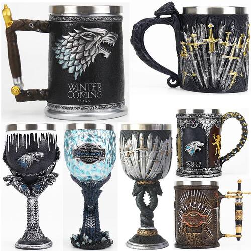 GOT Mug Goblet Stainless Steel Resin 3D Beer Tankard Wine Gl