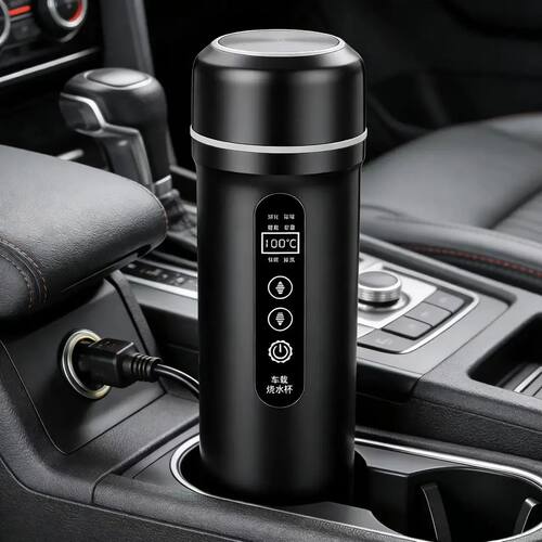 Car Portable Kettle 12V/24V Universal Black Exterior 316 Med