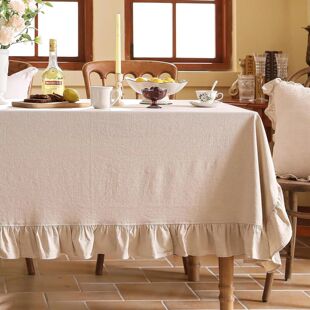 Cotton Fabric Table Cloth Washable White Tablecloth for Wedd
