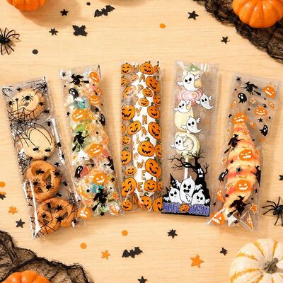 Halloween long self-sealing bag candy packaging bag self-adh