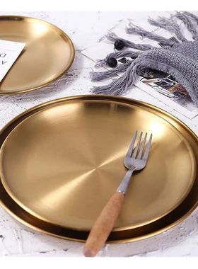 Dinner Plates European Style Gold Dessert Plate Kitchen Serv