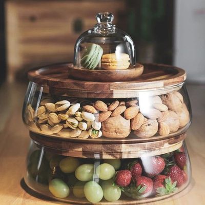 Creative Glass Food Storage Containers with Wooden Lid Kitch