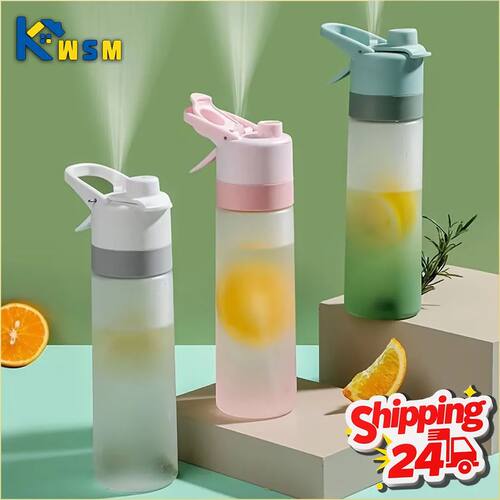 1-4PCS Large Capacity Spray Water Bottle with Straw Gradient