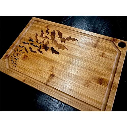 Halloween Engrave Bats Charcuterie Board Bamboo Wood Cutting