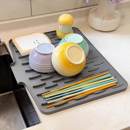 Silicone Drain Mat for Sink, Kitchen Fruit and Vegetable Dis