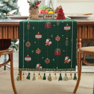 Holiday Atmosphere Christmas Table Flag Red Candy Jacquard T